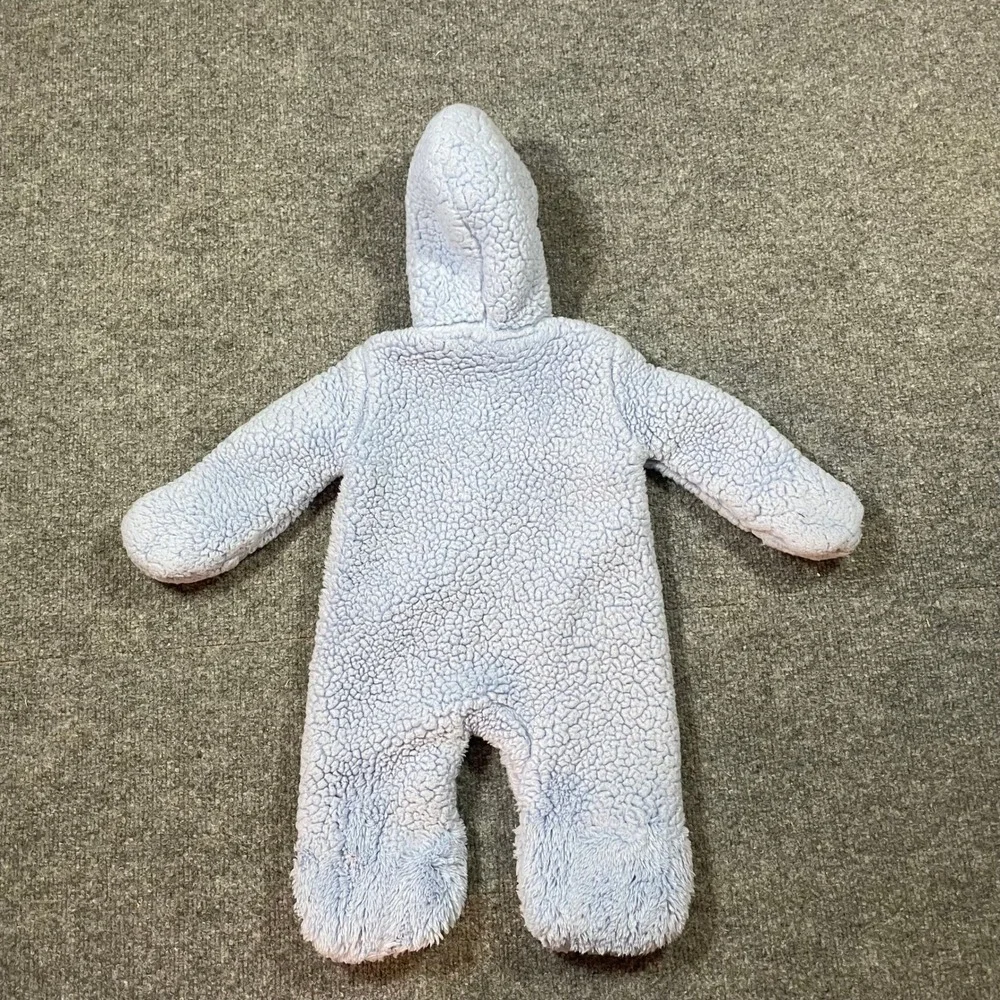 Nike Sherpa Fleece Bunting Snow Suit Coverall Baby 3M Light Blue Hooded Full Zip